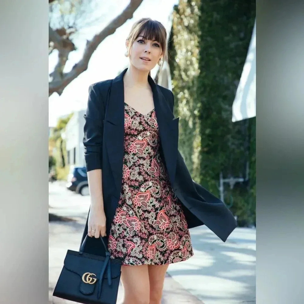 Paisley Floral Embroidered Mini Dress